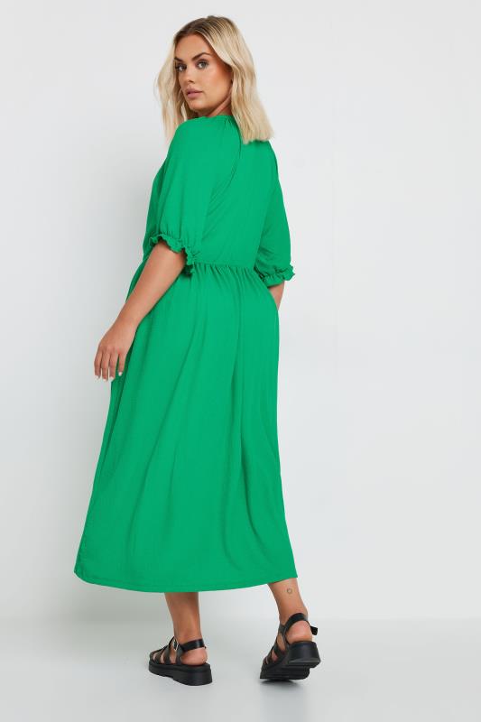 LIMITED COLLECTION Plus Size Green Textured Midaxi Dress | Yours Clothing  3