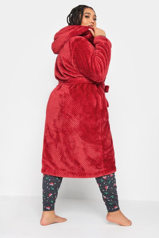 YOURS Plus Size Red Hooded Dressing Gown | Yours Clothing 4