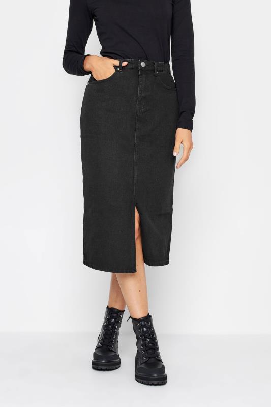  LTS Tall Black Denim Midi Skirt