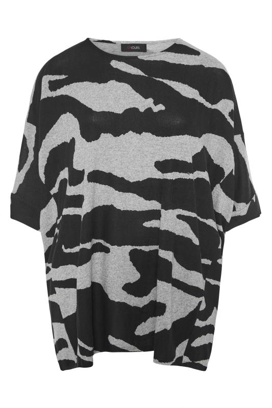 Grey Zebra Print Hanky Hem Knitted Top_F.jpg
