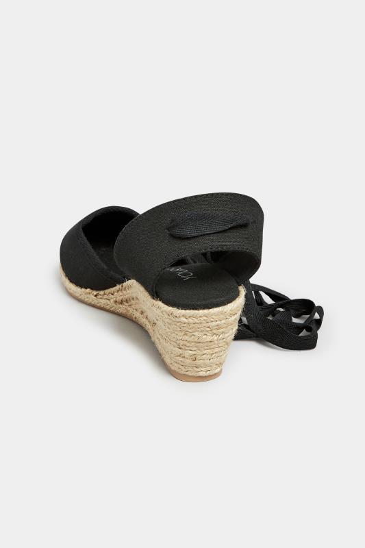 Black Lace Up Espadrille Wedges In Wide E Fit & Extra Wide EEE Fit | Yours Clothing 4