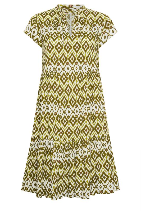 PixieGirl Petite Women's Green Abstract Smock Midi Dress | PixieGirl 5