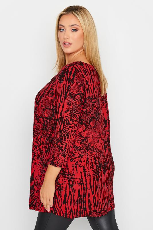 Plus Size Red Mixed Animal Print Swing Top | Yours Clothing 3