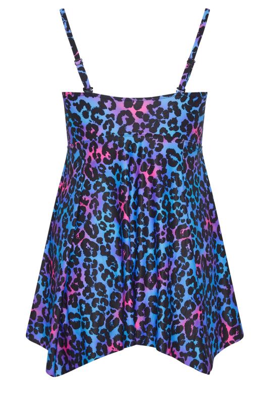 YOURS Plus Size Blue & Pink Ombre Leopard Print Tankini Top | Yours Clothing 10