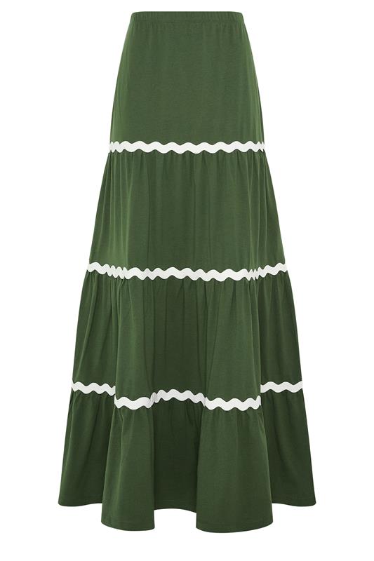 LTS Tall Women's Khaki Green Contrast Swirl Cotton Maxi Skirt | Long Tall Sally 5