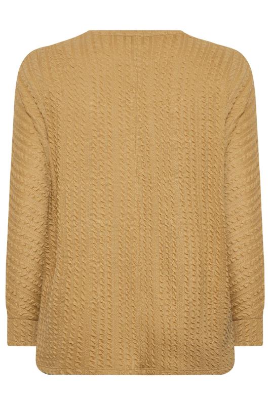 YOURS Plus Size Brown Jacquard Ribbed Top | Yours Clothing 7