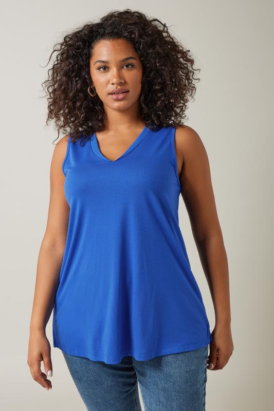 EVANS Plus Size Cobalt Blue Modal Rich Vest Top | Evans 1