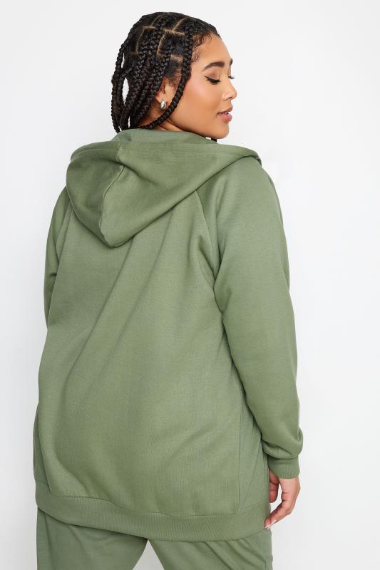 YOURS Plus Size Khaki Green Zip Through Hoodie | Yours Clothing 5