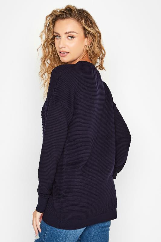 LTS Tall Womens Navy Blue Ribbed Knitted Jumper | Long Tall Sally  3