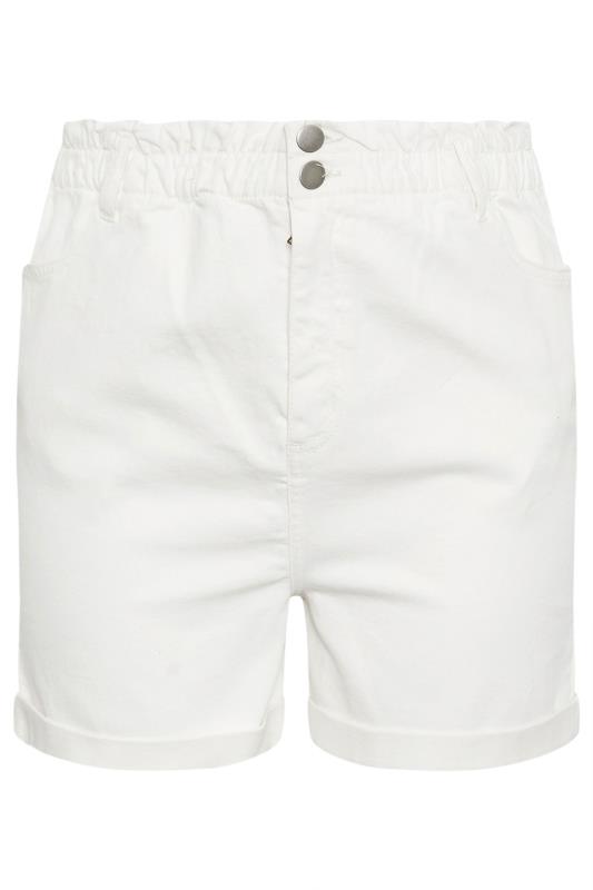YOURS Plus Size White Elasticated Stretch Denim Shorts | Yours Clothing 5