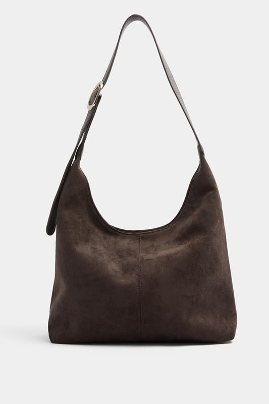  Chocolate Brown Brown Faux Suede Shoulder Bag