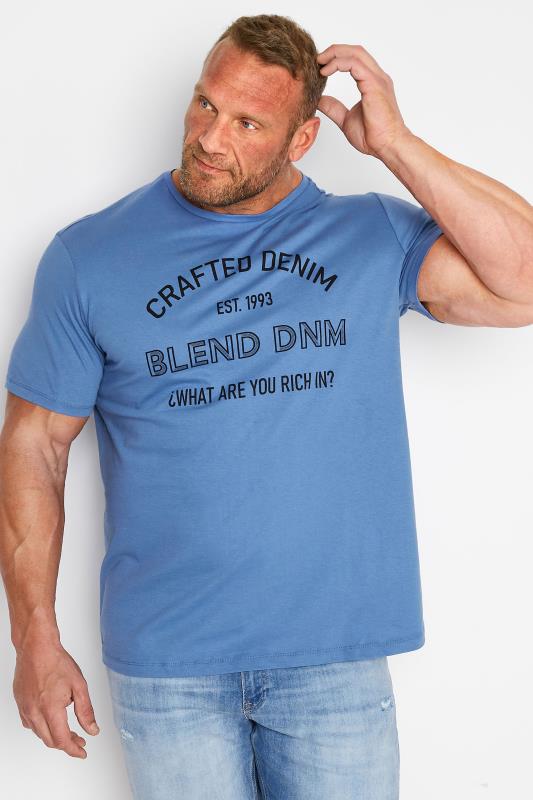 BLEND Big & Tall Blue 'Crafted' Print T-Shirt 1
