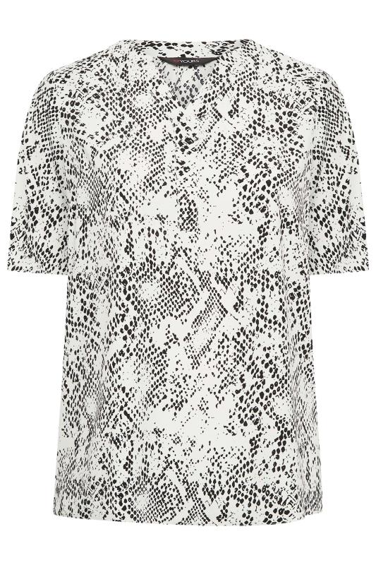 YOURS Plus Size White Snake Print V-Neck Blouse | Yours Clothing 6