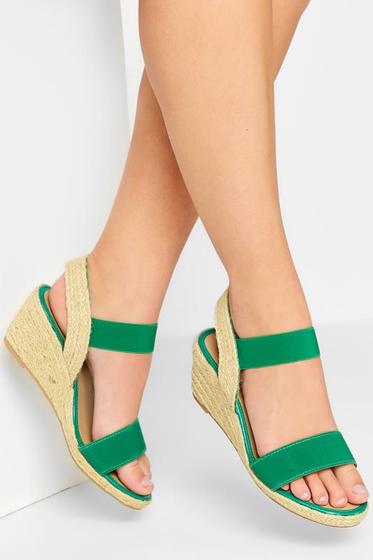 Green Espadrille Wedges In Wide E Fit & Extra Wide EEE Fit | Yours Clothing  1