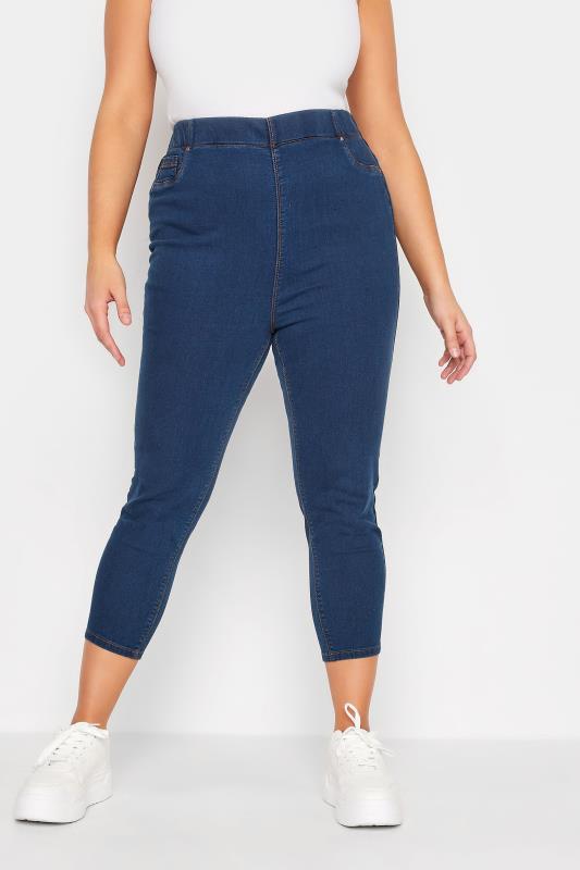 Plus Size  YOURS Curve Blue Stretch Cropped JENNY Jeggings