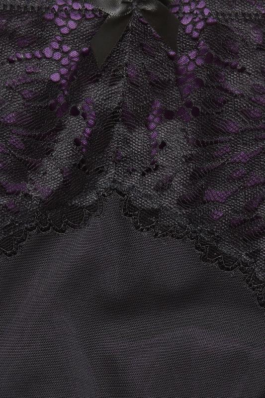 Curve Purple & Black Boudoir Lace Mesh Side High Leg Knickers 3