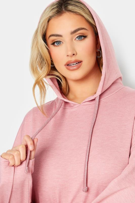 YOURS Plus Size Pink Metallic Cord Dipped Hem Hoodie | Yours Clothing 4