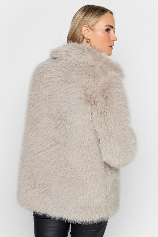 LTS Tall Light Grey Faux Fur Coat | Long Tall Sally  3