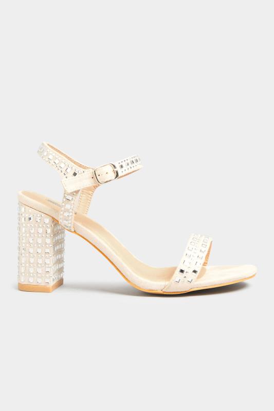 LIMITED COLLECTION Cream Diamante Strappy Heels In Extra Wide EEE Fit 4