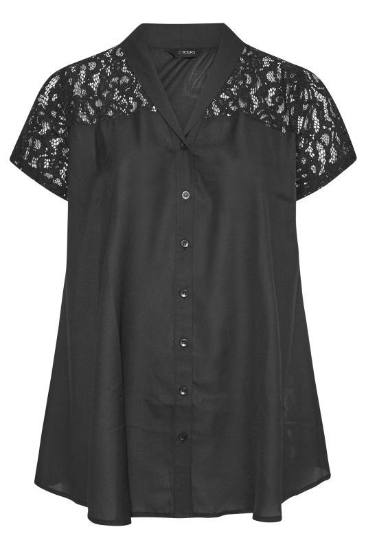 Plus Size Black Lace Insert Blouse | Yours Clothing 6
