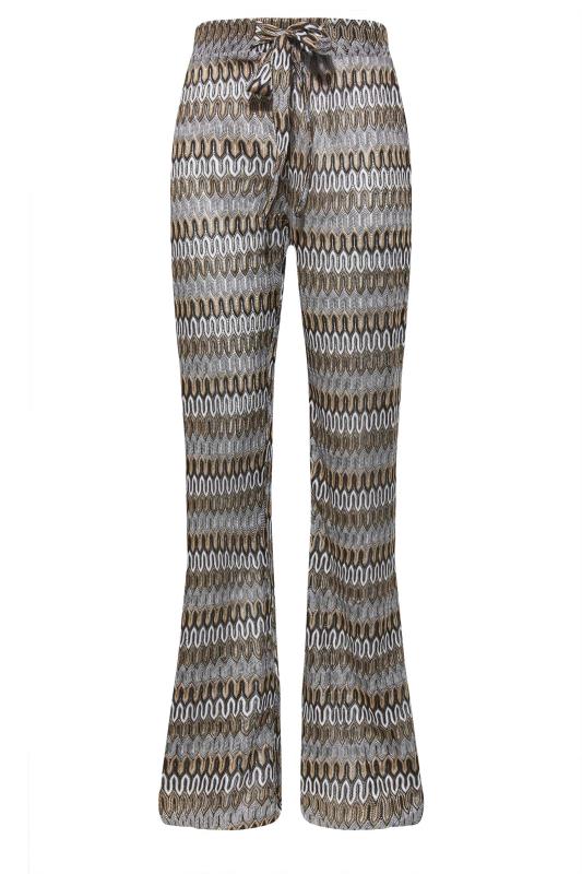 LTS Tall Black Patterned Crochet Wide Leg Trousers 4