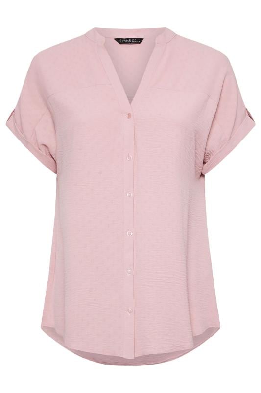 EVANS Plus Size Baby Pink Short Sleeve Blouse | Evans 5