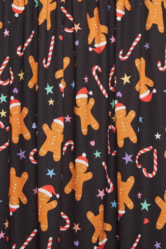 LIMITED COLLECTION Plus Size Black Gingerbread Print Christmas Smock Dress | Yours Clothing  5
