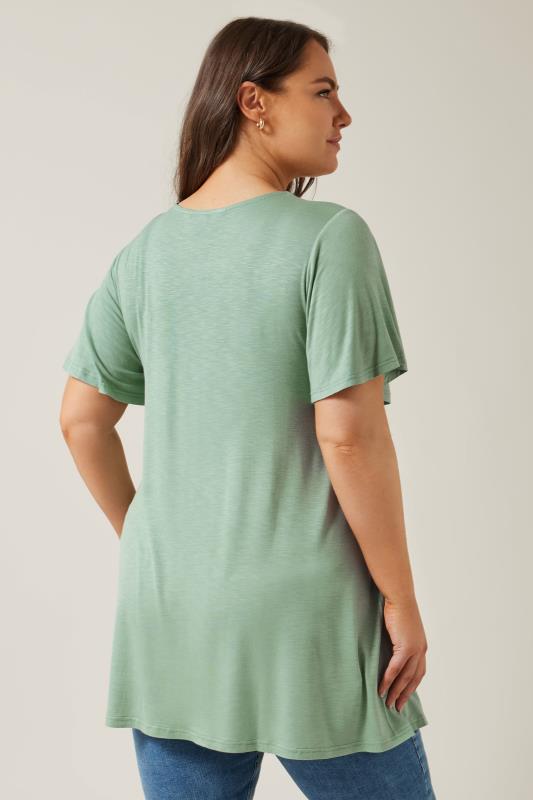 EVANS Plus Size Sage Green Angel Sleeve Top | Evans 3