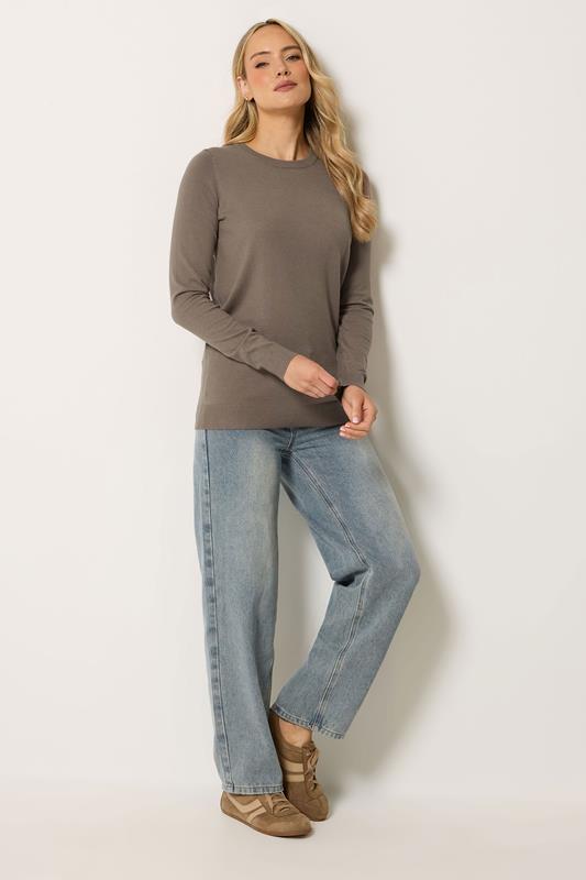 LTS Tall Women's Mocha Brown Knitted Crew Neck Jumper | Long Tall Sally 1