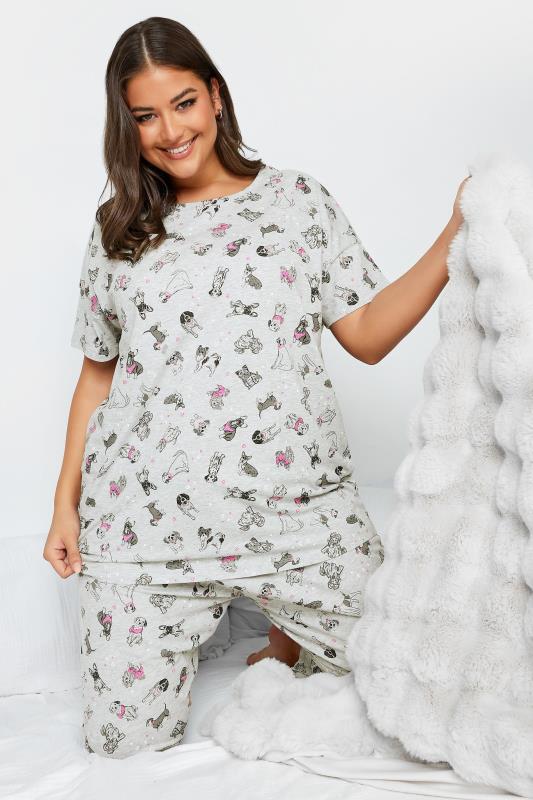 Plus Size  YOURS Curve Grey Dog Print Pyjama Set