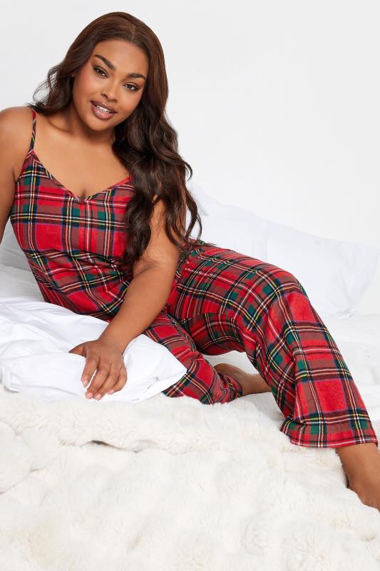 LIMITED COLLECTION Plus Size Red Tartan Check Pyjama Bottoms | Yours Clothing 6