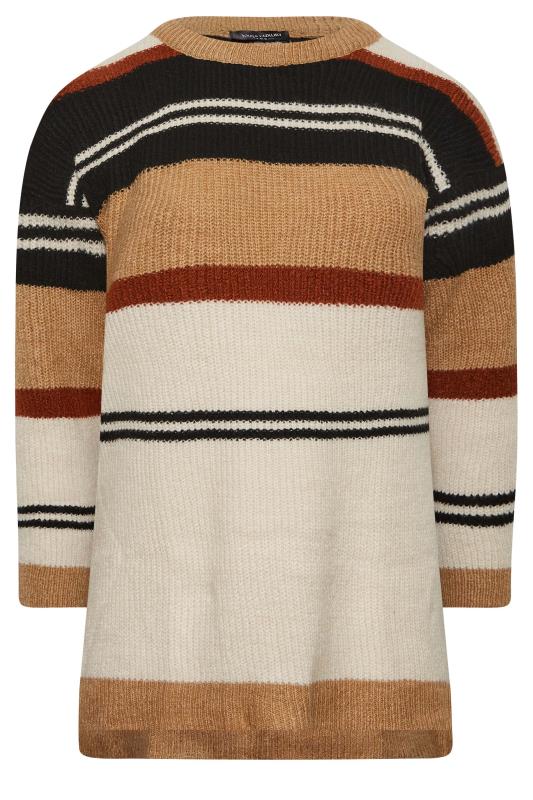 YOURS LUXURY Plus Size Brown Stripe Longline Jumper | Yours Clothing 8
