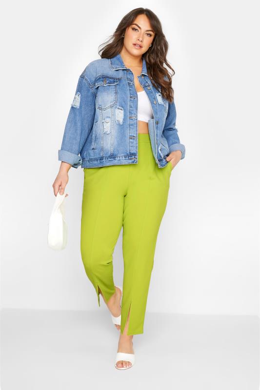 LIMITED COLLECTION Curve Sharp Green Split Hem Tapered Trousers_C.jpg