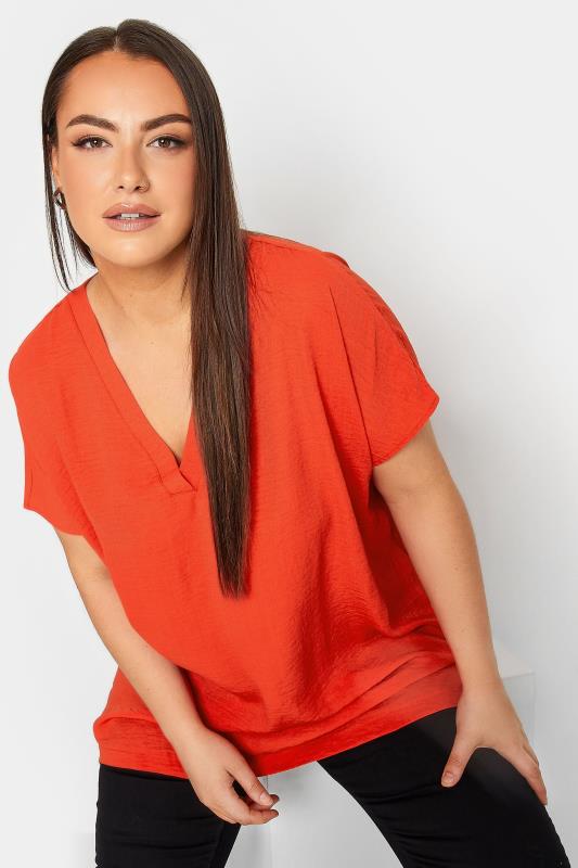 YOURS Plus Size Red V-Neck Shirt | Yours Clothing  4