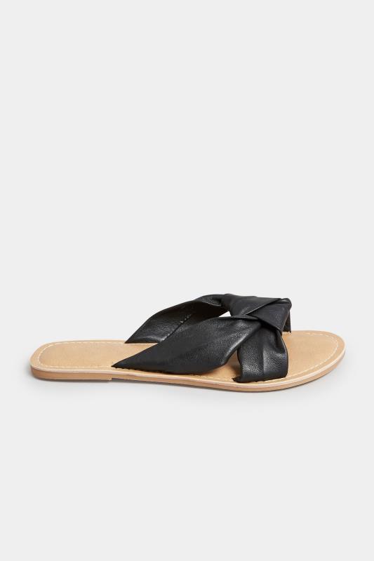 PixieGirl Black Leather Knot Sandals In Standard Fit | PixieGirl 3