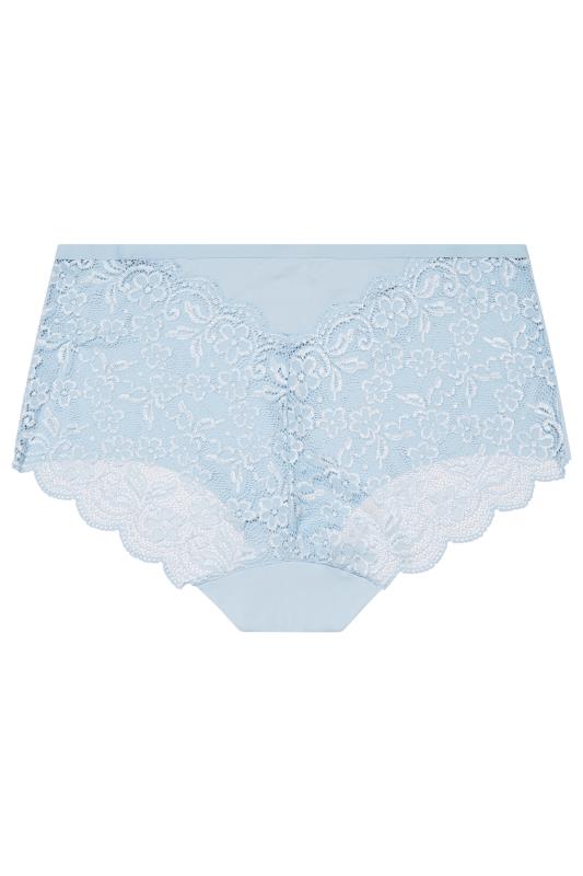 YOURS Curve Light Blue Lace Back High Waisted Knickers | Yours Clothing 5