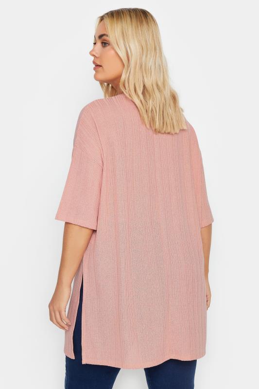YOURS Plus Size Pink Textured Oversized Top | Yours Clothing 3
