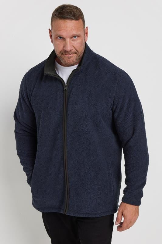 BadRhino Big & Tall Navy Blue Textured Zip Through Fleece | BadRhino 2