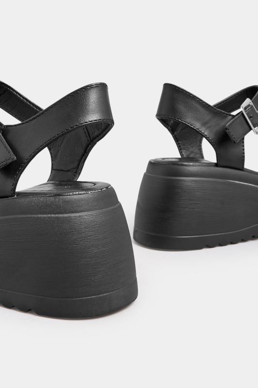 PixieGirl Black Chunky Wedge Sandals In Standard Fit | PixieGirl 5