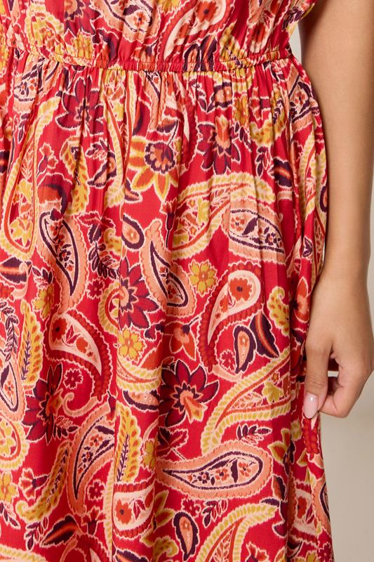 PixieGirl Petite Orange Paisley Midi Dress | PixieGirl 4