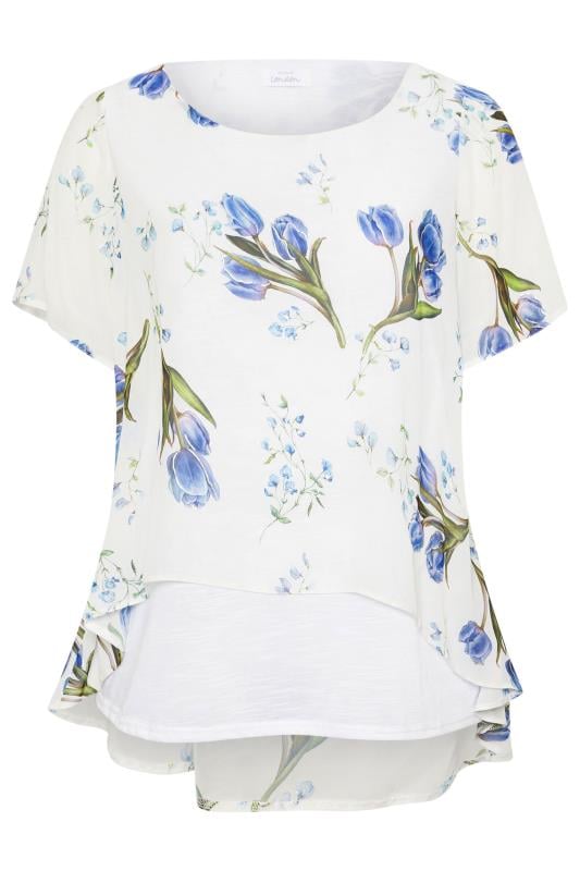 YOURS LONDON Plus Size White Floral Print Blouse | Yours Clothing 5