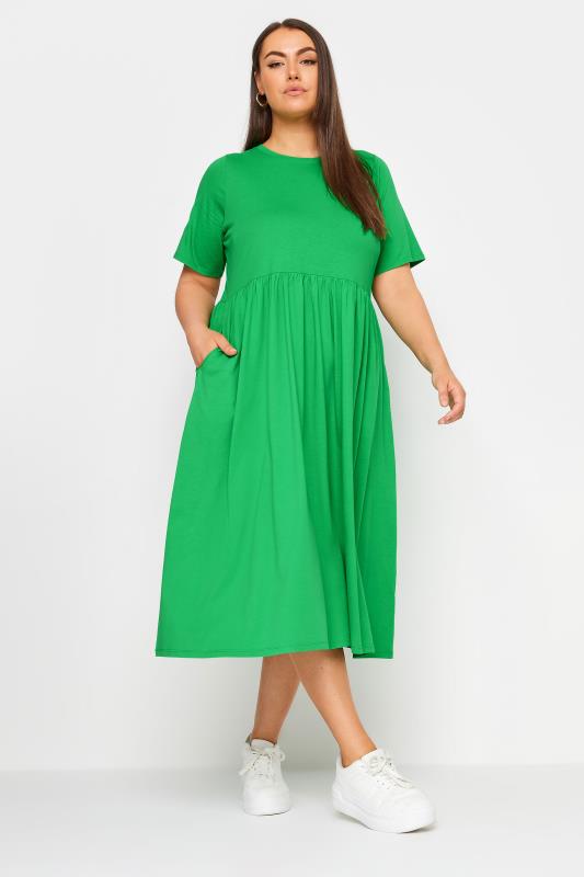 YOURS Plus Size Green Pure Cotton Midaxi Dress | Yours Clothing 2