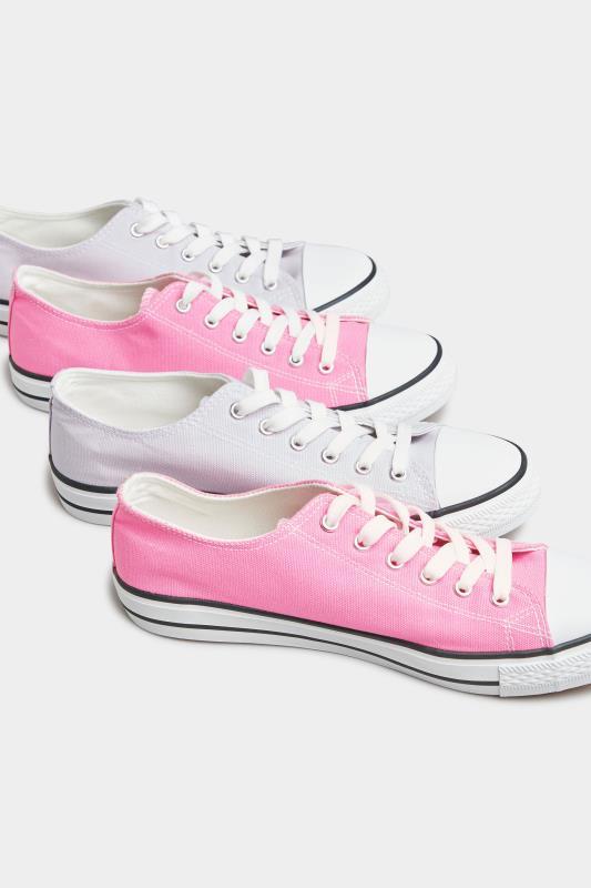 Pink Canvas Low Trainers In Wide E Fit 7
