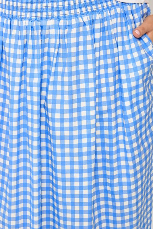 YOURS Plus Size Blue Gingham Maxi Skirt | Yours Clothing 4