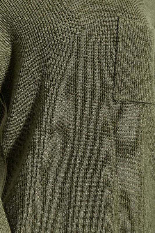 LTS Tall Khaki Green Button Sleeve Jumper 5