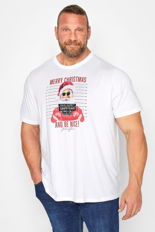 Men's  JACK & JONES Big & Tall White Christmas Mugshot T-Shirt