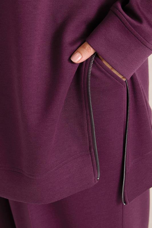 EVANS Plus Size Set Berry Red Luxe Sweatshirt & Joggers | Evans 6