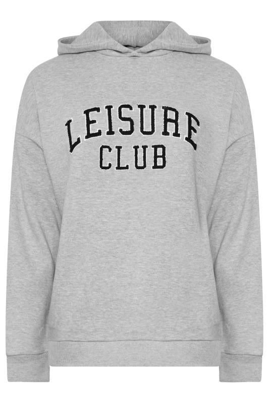 YOURS Plus Size Grey 'Leisure Club' Slogan Hoodie | Yours Clothing 5