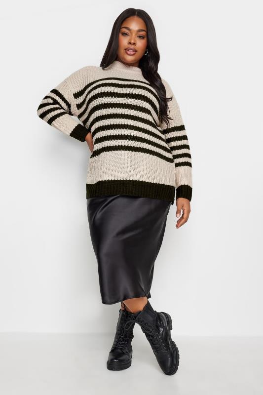 YOURS Plus Size Cream Stripe Chunky Knit Jumper | Yours Clothing