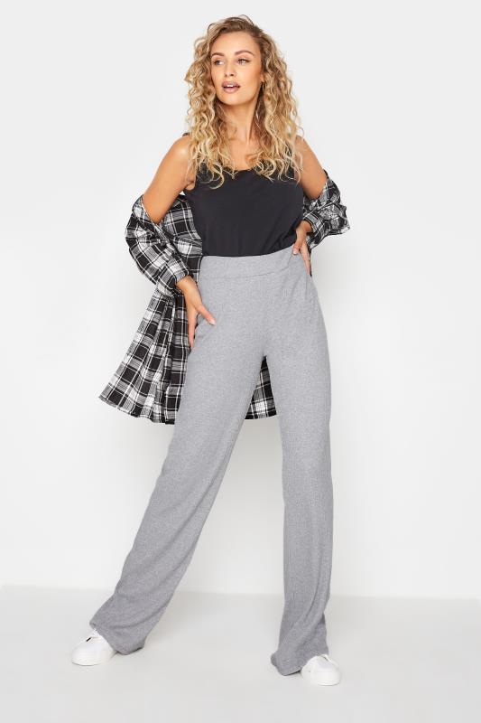 Tall  LTS Grey Ribbed Wide Leg Trousers